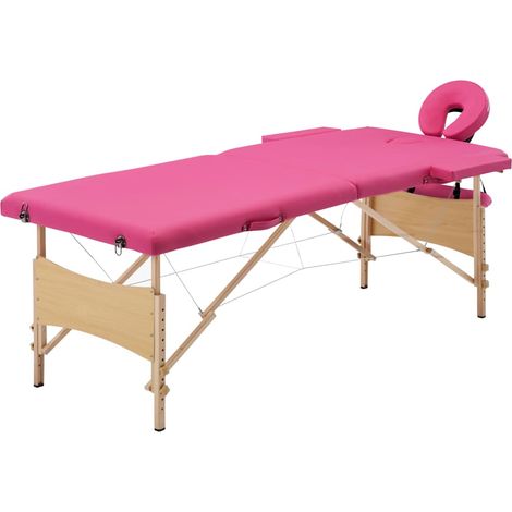 vidaXL Table de massage pliable 2 zones Bois Rose (1/5)