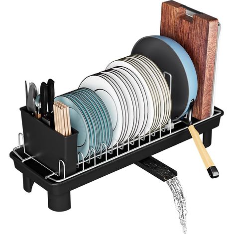Égouttoir à Vaisselle, Egoutoire Vaisselle Cuisine INOX, Egouttoir Vaisselle sur Evier avec Bac et Porte Ustensiles, Seche Vaisselle pour Cuisine, Comptoir ou Évier 43 x 17.5 x 8 cm (1/5)