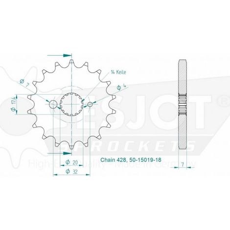 Pignon de sortie de boite Esjot pour Moto Yamaha 125 Tzr R Italie