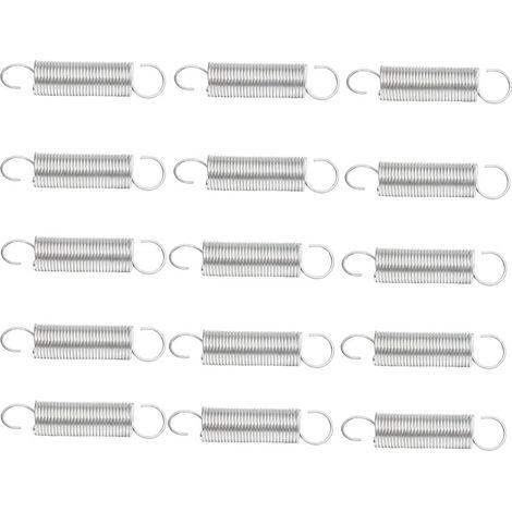 15 Pcs Stainless Steel Tension Springs 304 - 1.2mm x 8mm x 50mm Compression Springs with Hooks (1/4)