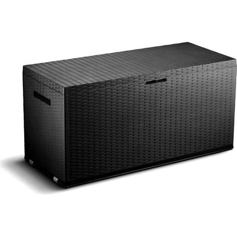 TOOD Malle de rangement en resine - 350 L - Gris anthracite - 120 x 52 x 60 cm