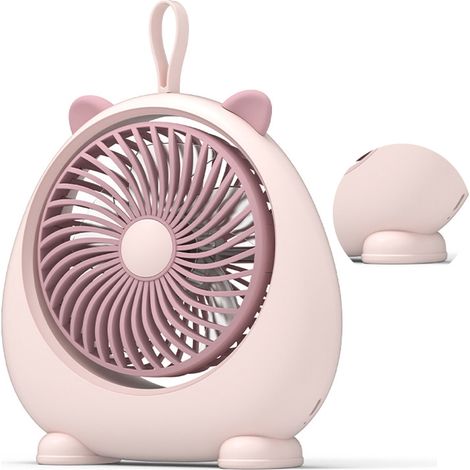 Ventilateur de table portable à oreilles de chat pour étudiants, deux vitesses réglables, grand débit d'air, silencieux, idéal pour une utilisation en extérieur. (1/5)