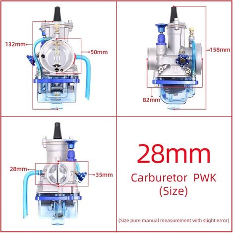 Carburatore universale per moto PWK 28 mm, vaschetta galleggiante blu (1/5)