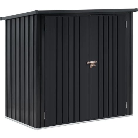 Abri de jardin cabane cabanon en métal 145 x 86 x 135 cm acier inoxydable acier galvanisé noir (1/5)