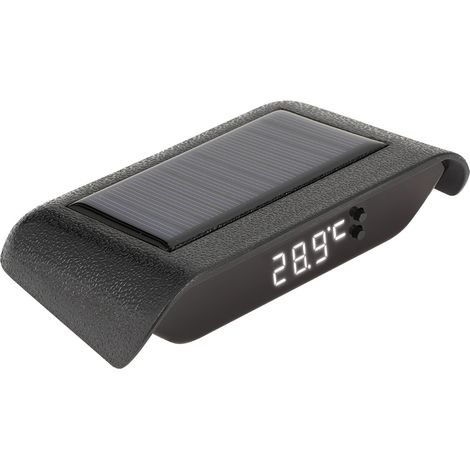 Horloge solaire portable à LED lumineuse, horloge numérique pour véhicule, voiture, camion, accessoire de décoration, blanche (1/5)