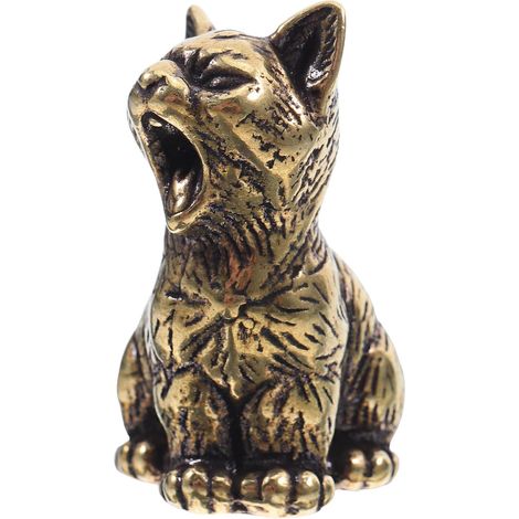 figurine de chat en laiton sculptée à la main pendentif