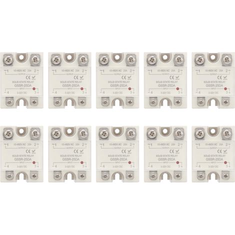 Lot de 10 relais statiques SSR DC/AC 25A GSSR-25DA pour commande automatique (1/5)