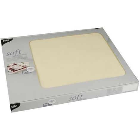 Lot de 100 Sets de Table en Tissu Non-tissé Crème 30 x 40 cm (1/3)