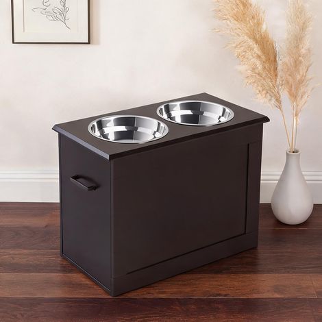 Gamelle pour chien marron en bois 60 x 30 x 41 cm (1/5)