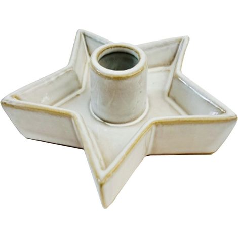 Alora Star Candle Holder Decoration - Ceramic - L12 x W13 x H3 cm - White
