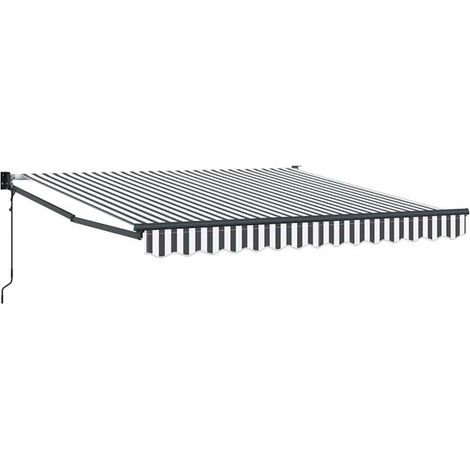 Store banne rétractable, gris anthracite/blanc, 3 x 2,5 mètres, tissu et aluminium. (1/5)