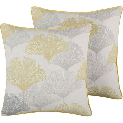 Dekokissen 2er Set CANDYTUFT 45 x 45 cm Gelb Pflanzenmuster
