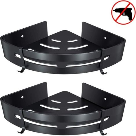 Duschablage ohne Bohren, wandmontierter Aufbewahrungskorb aus Aluminium für das Badezimmer, wandmontierter Duschhalter, Set mit 2 Aufbewahrungsfächern. (1/5)