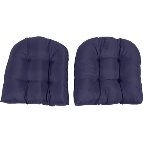 Coussins de chaise d'extérieur touffetés, 2 pièces, pour meubles de Patio, coussin de siège épais en forme de U, 18,9x18,9 pouces, bleu marine (1/5)