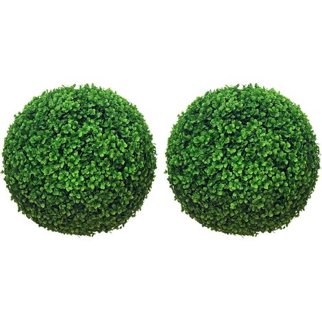 Boule De Buis Artificielle - Lot De 2 - PE - Protection UV - Décoration Jardin Et Maison - Diamètre 40 cm (1/5)