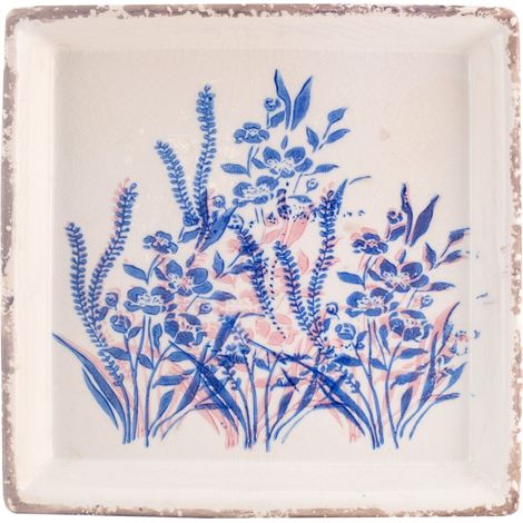 Signes Grimalt Bandeja Decoracion  Plato Flores Jarrones Y Portavelas Azul 22x22x3cm 34932
