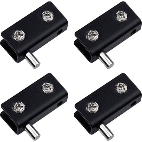 Lot de 4 charnières pivotantes, sans cadre pour porte en verre - Noir - Clips de porte en verre en acier inoxydable avec broche réglable - Kit de remplacement pour porte en verre de 5 à 6 mm (1/5)