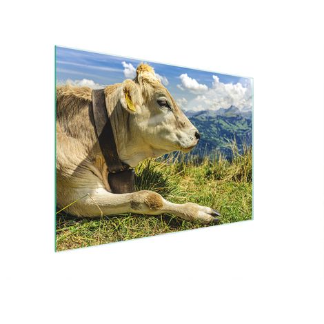 Schneidebrett aus Glas, 30 x 22 cm, Kuhmotiv (1/5)