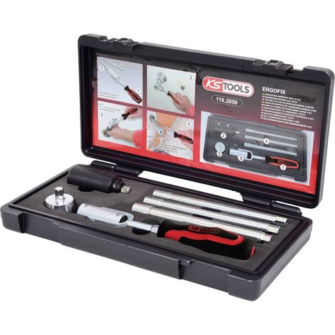 Kstools – Coffret cliquet et douilles 6 pcs – Douilles extra longues Ø9 à 13 mm – Acier chrome vanadium pour espaces exigus – Malette robuste