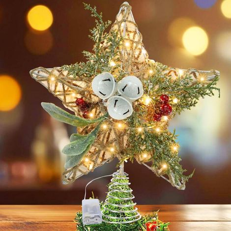 Etoile Sapin de Noel, Pointes de Sapin, Cimier de Sapin de Noël, Noël Arbre Topper Lumineuse, Décoration de Noel Pentagramme Christmas Tree Topper pour Décorations Interieur Exterieur (1/5)