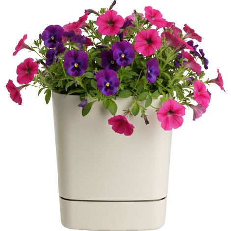 CUBI recycelter beigefarbener Blumentopf mit Untersetzer 30x30 cm