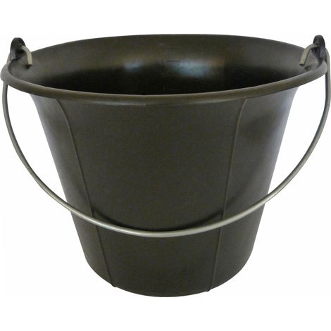 Mob Mondelin – Seau de maçon 11 L en polyéthylène noir – Résistance 85 kg – Poignée monobloc – Gradué pour mesure précise (1/4)