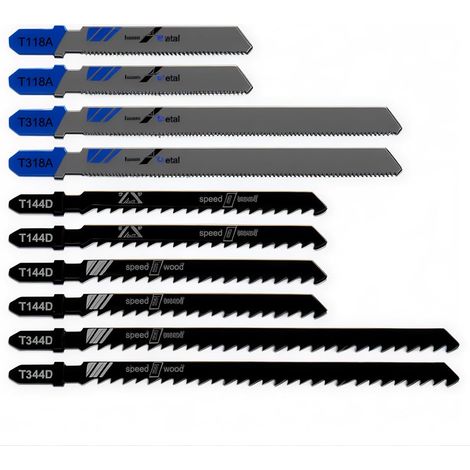 Lames de scie sauteuse, Lot de 10 lames avec tube de rangement, lame de scie sauteuse pour la coupe optimisée pour la coupe du métal, du bois, du PVC et du plastique (1/5)