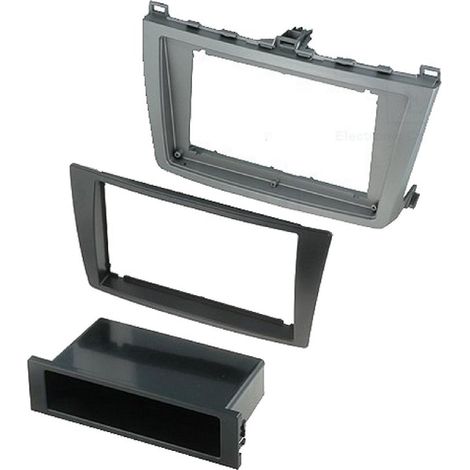 Facade autoradio 2Din compatible avec Mazda 6 08-12 avec vide-poche - noir et argent