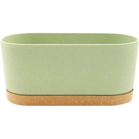 Pot de fleurs rectangulaire en plastique, pot de fleurs pour légumes, balcon, simple, pour chambre à coucher, balcon, salon (vert, A) 40 x 17,8 cm (1/4)