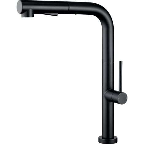 Robinet de cuisine noir mitigeur monocommande avec douchette extractible (1/5)