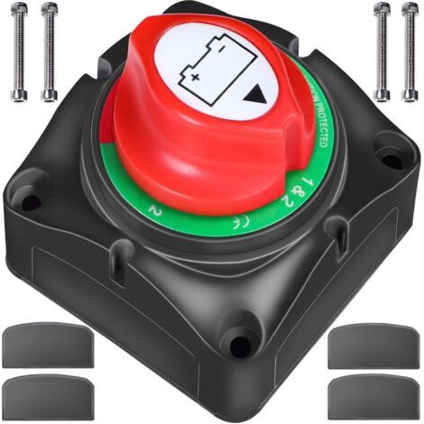 Pair 1-2-Both-Off Interrupteur d'isolement de batterie 12-60V Kill Switch pour voiture RV Bateau Camion (1/5)