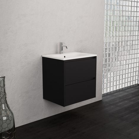 Inda - Meuble de salle de bain 2 tiroirs L.60 avec vasque mate / (1/5)