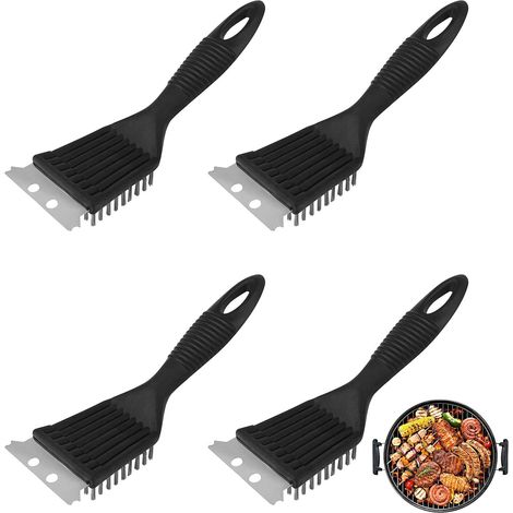 Grillbürste mit Edelstahlborsten (schwarz, 21 x 7 cm), 4er-Pack.Hohe Qualität, die ideale Wahl für Familien. (1/5)