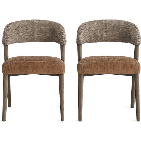 Lot de 2 chaises KURZA – Tissu marron marbré & bois de chêne (1/5)