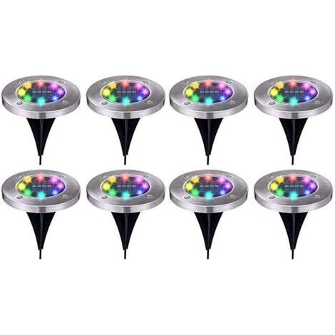Lumière Solaire Extérieur Jardin Au Sol Extérieur 8 LED Chaud Etanche IP65 Spot Solaire Extérieur Chemin Terrasse Cour Spots Solaires Encastrables Renforcé Par 6 Vis Lot de 8 [Classe énergétiq
