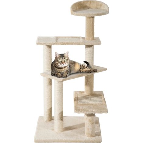 100 cm Beige Cat Tree for Indoor Cats - Scratching Post, Climbing Tower, Activity Centre for Kittens and Adult Cats (1/5)