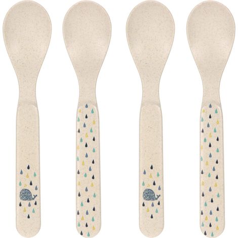 Couverts pour enfants Set de cuillères pour enfants 4 pièces sans BPA Spoon Set 4 pcs PP Cellulose Little Water Whale (1/3)