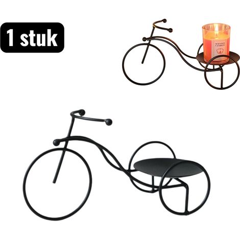 Porte bougie chauffe plat en métal en forme de vélo, 1 pièce, support décoratif pour bougies parfumées, éclairage d’ambiance et décoration intérieure, noir (1/4)