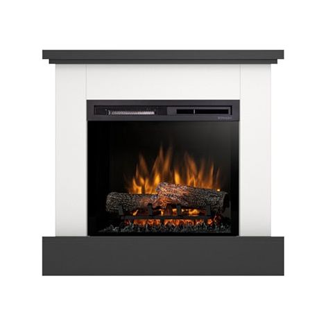 Camino Elettrico Riscaldante Da Pavimento Autoportante a LED - 23" - 92 x 86 x 29 - Bianco opaco / Nero - YUKON (1/3)