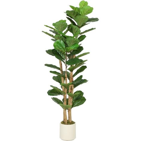 Figuier artificiel à feuilles de violon vert de 150 cm, plante décorative pour décoration intérieure