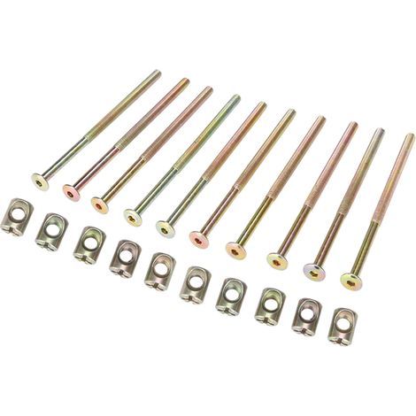 Packung mit 10 M6 120mm Zylinderkopfschrauben aus Kohlenstoffstahl für Möbel, mit 6mm Zylindermuttern. (1/5)