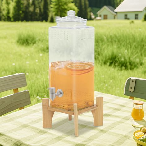 Dispensador de bebidas, dispensador de bebidas de vidrio con soporte y grifo de dispensación, dispensador de agua 10 kg/22 lb (1/5)