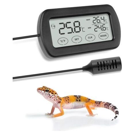 Thermomètre et hygromètre combinés pour reptiles, hygromètre et thermomètre pour terrariums, chambres de déshumidification et incubateurs pour oiseaux (1/4)