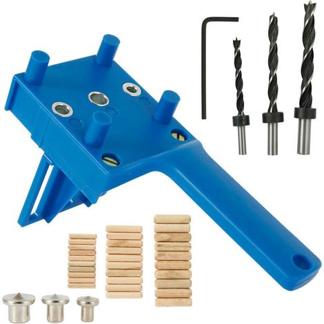 Kit de 41 pièces pour le perçage du bois : guide-trou droit, goujons de centrage, outil de perçage. (1/5)