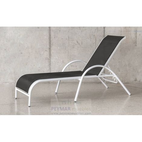 Tumbona terraza jardín Horlen aluminio/textilen blanco/antracita, 72cm (alto) 61cm(ancho) 200cm(fondo). (1/2)
