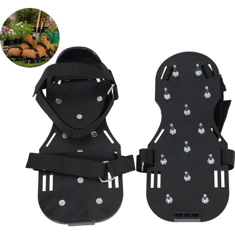 2 Paires Chaussures Aérateur de Pelouse Heavy Duty avec Pointes Métal, Sandales Aération Sol Jardin, Sangles Nylon Réglables, Base Antidérapante (1/5)