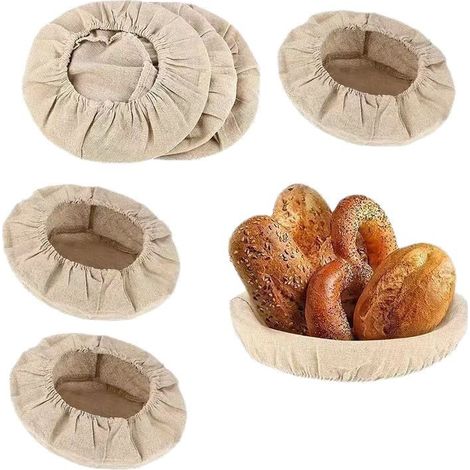 Paniers à pain pour la fermentation, couleur lin, 208cm, lot de 7, doublés de coton et de lin, pour la fermentation et la cuisson. (1/5)