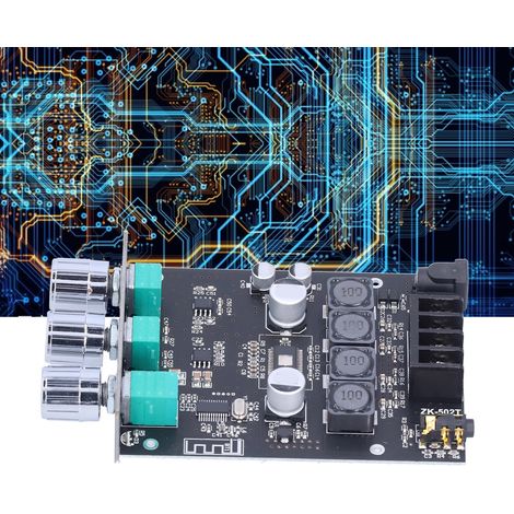 Module de carte amplificateur audio Bluetooth 5.0 à réglage de tonalité 50W2 avec réglage des hautes et basses fréquences, subwoofer, stéréo à deux canaux. (1/5)