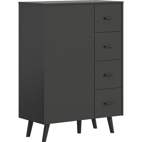 Linea Sideboard 4 Schubladen 1 Tür matt grau.