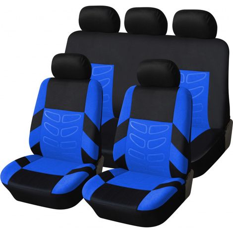 Universelle Autositzbezüge Komplettset Blau/Schwarz